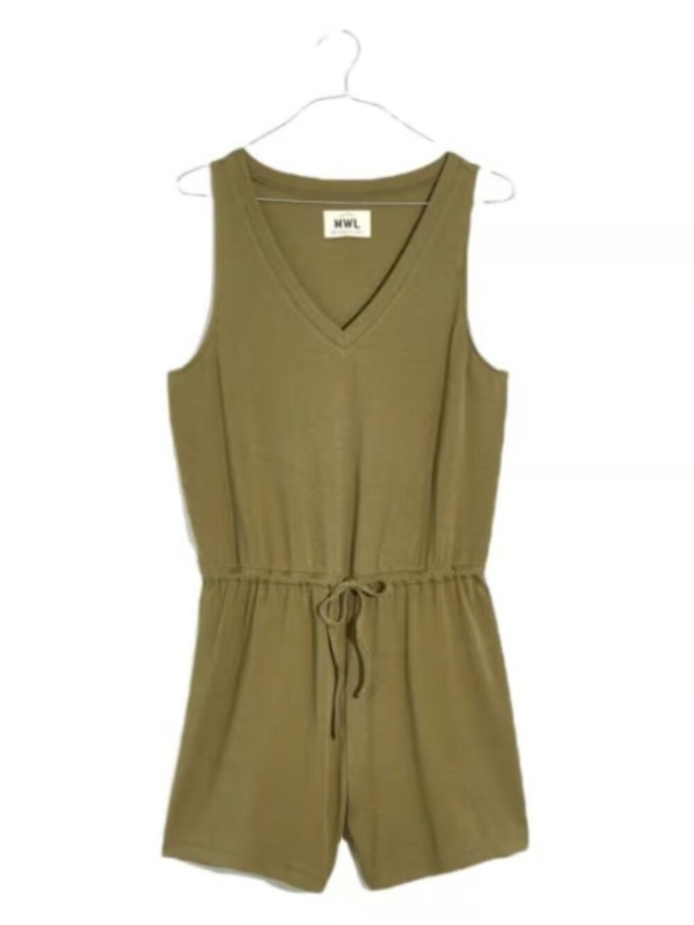 Madewell‎ MWL Olive Green Drawstring Waist Sleeveless Romper Size Medium - Picture 7 of 7